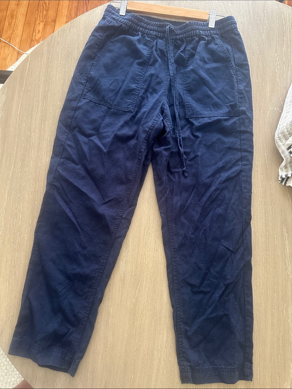 J. Crew Linen Blend Navy Drawstring Casual Pants